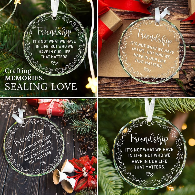 HEXMOZ Best Friend Ornaments for Women - Friends Gifts 2025 - Friendship Gifts for Friend Female, BFFs, Besties, Soul Sisters, Friends Group Christmas Tree Decoration - Friendship Glass Ornament - Image 5